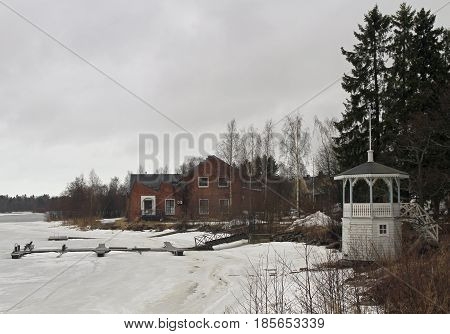 riverside of river Oulujoku in Oulu, Finland