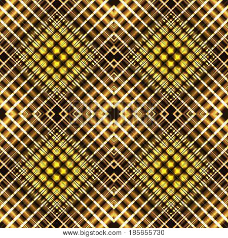 Gold seamless pattern with geometric chaotic sharp elements. Vector pattern