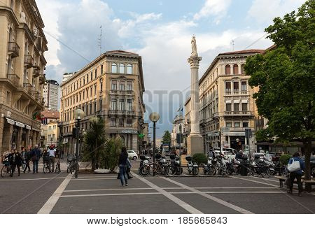 PADUA ITALY - MAY 3 2016: The historic city center of Padua. Italy