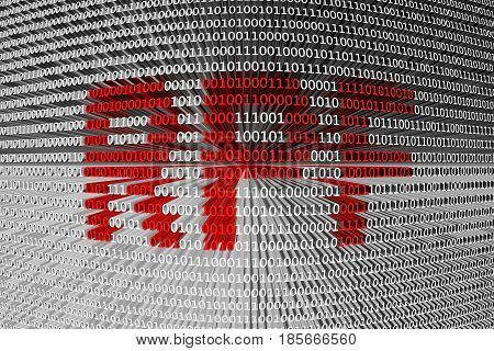RPF in the form of binary code, 3D illustration