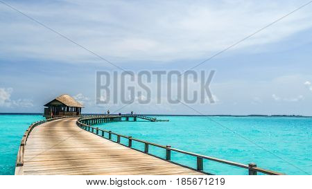 view of water bungalow in Irufushi island Maldives, tropical heaven