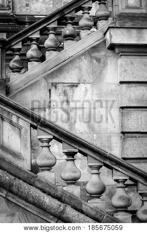 detail of diagonal stairs neoclassicism at berlin museum