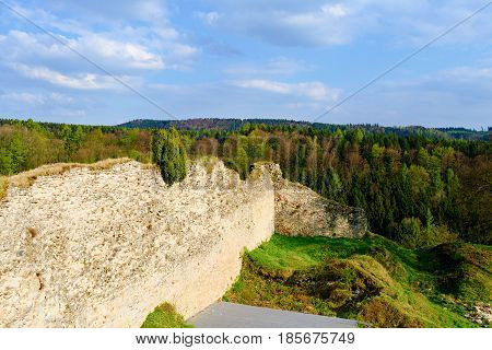 Ruins Of Fortification (bulwark). Medieval Rampart