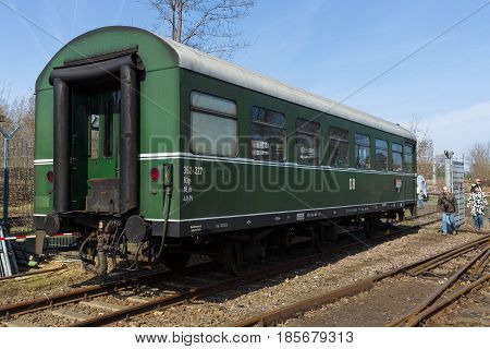 BERLIN - APRIL 21: Vintage carriages. Spring Festival Exhibition in the Rail yard Schoeneweide April 21 2013 in Berlin Germany
