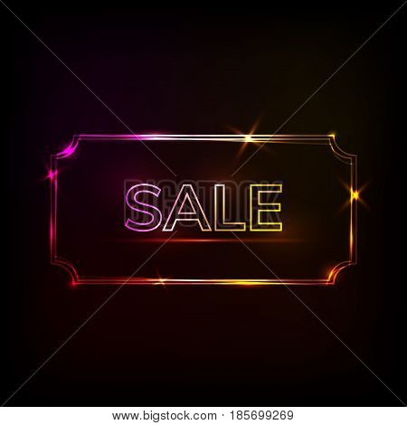 vector neon frame banner red yellow sale