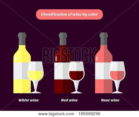 vector illustration classification wine color white red rose