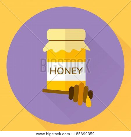 vector flat icon jar of honey stick for honey