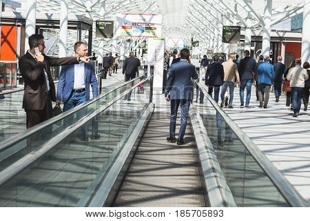 People Visit Tuttofood 2017 In Milan, Italy