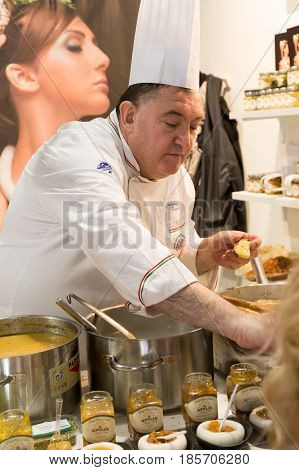 Cook Working At Tuttofood 2017 In Milan, Italy