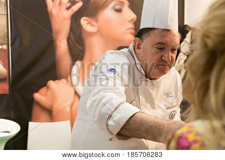 Cook Working At Tuttofood 2017 In Milan, Italy