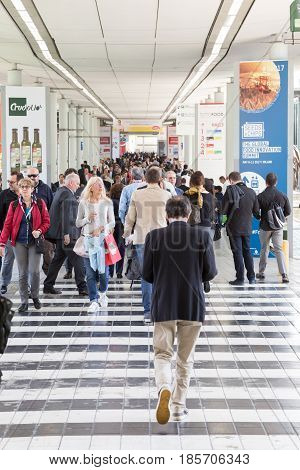 People Visit Tuttofood 2017 In Milan, Italy