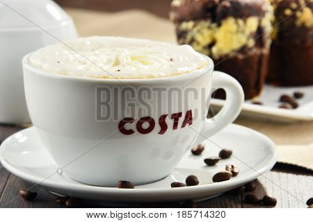 Cup Of Costa Coffee Coffee And Muffins