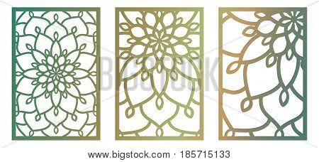 Set Of Vector Laser Cut Panels. Abstract Pattern Template For Decorative Panel. Template For Interio