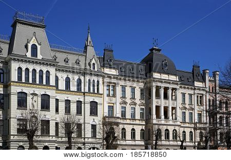 Riga Elizabetes 17-19 the ambassadorial quarter historical buildings the beginning of the 20th century