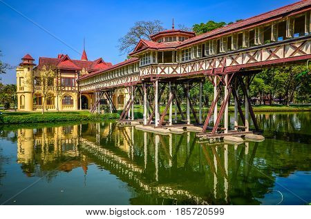 NAKORNPATHOM THAILAND - FEBRUARY 9, 2014: Sanamchan Palace in Nakornpathom Thailand. The palace the travel destination was built by King Rama VI.