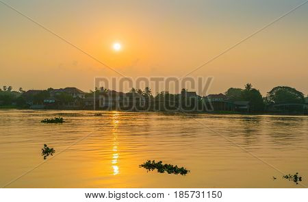 View of Chao Phraya River at sunset time