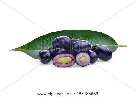 jambolan plum or Java plum isolated on white background