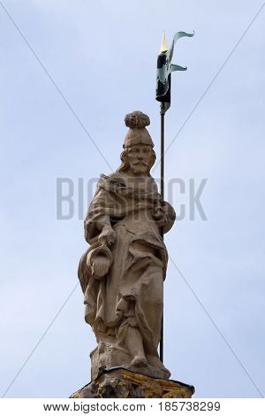 MARIBOR, SLOVENIA - APRIL 03: Saint Florian statue in Maribor Slovenia, Europe. Historical religious sculpture, April 03, 2016.