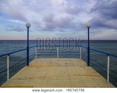 Storm in the pier in the black sea