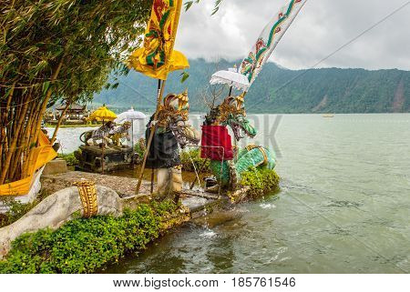 Pura Ulun Danu Batur Temple. Sculpture Of Dragons. Bali, Indonesia.