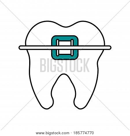 color silhouette cartoon orthodontic tooth vector illustration