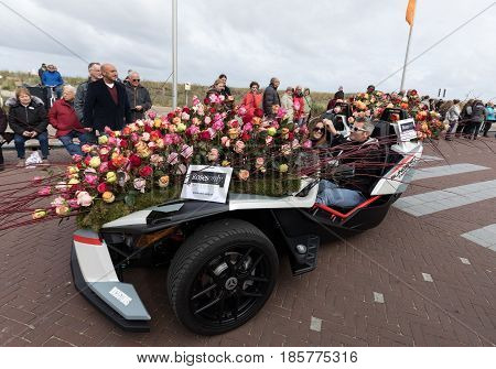 NOORDWIJK NETHERLANDS - 22 APRIL 2017: the traditional flowers parade Bloemencorso from Noordwijk to Haarlem in the Netherlands.