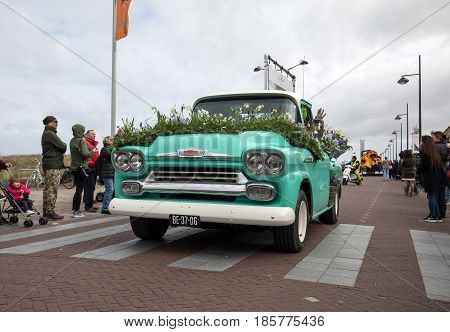 NOORDWIJK NETHERLANDS - 22 APRIL 2017: the traditional flowers parade Bloemencorso from Noordwijk to Haarlem in the Netherlands.