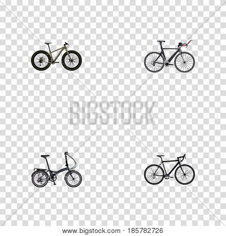 Realistic Bmx, Cyclocross Drive, Folding Sport-Cycle And Other Vector Elements. Set Of Lifestyle Realistic Symbols Also Includes Extreme, Triathlon, Bike Objects.