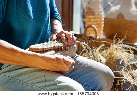 Esparto halfah grass crafts craftsman hands working
