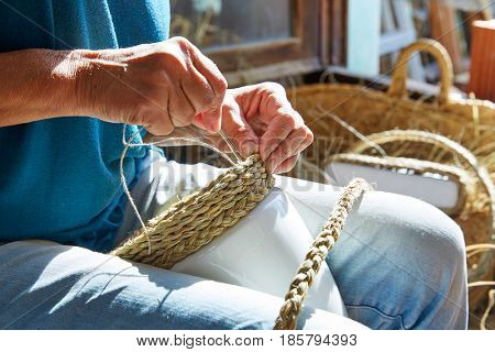 Esparto halfah grass crafts craftsman hands working