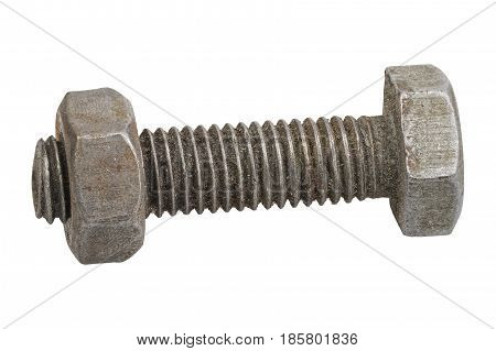 Screw With Mother On A White Background