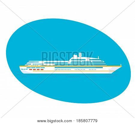Large cruise passenger liner on a white background. Modern vector illustration isolated.