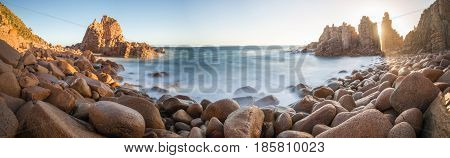 The Pinnacles rock at Cape Woolamai one of the most tourist attraction place in Phillip Island of Victoria state Australia. Panorama view.