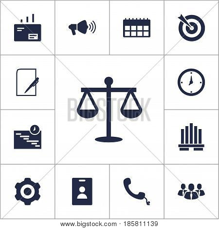 Set Of 13 Enterprise Icons Set.Collection Of Data, Id Card, Pen And Other Elements.