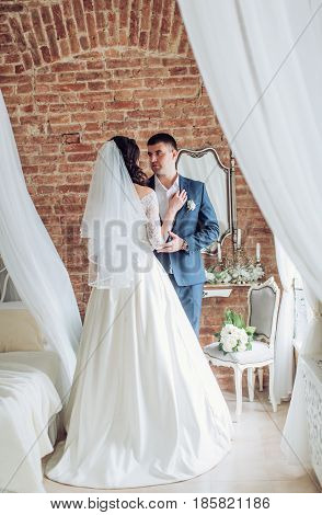Happy bride and groom on their wedding