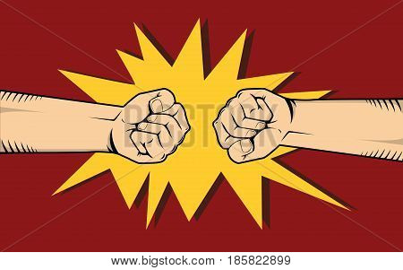 two hand fighting or clashes illustrate fight among other two thing vector