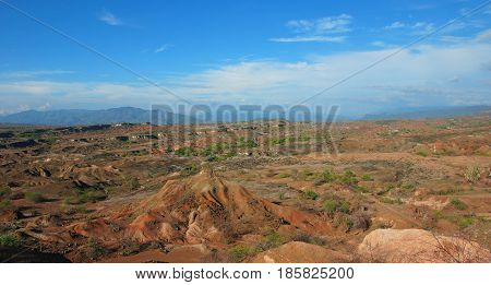 View of Desierto de la Tatacoa (Tatacoa Desert) in Villavieja, Huila / Colombia