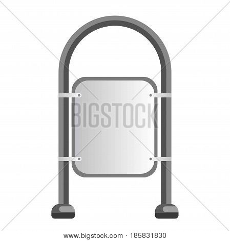 Demonstration or preparation empty billboard, exhibition display equipment. Advertising oval shape board with blank paper or mirrow design isolated vector illustration on white background.