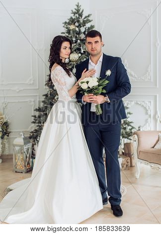 Happy bride and groom on their wedding