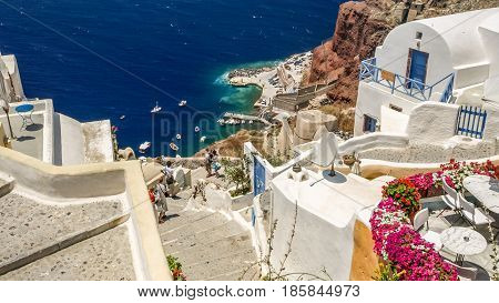 view of oia in santorini and a part of seaport