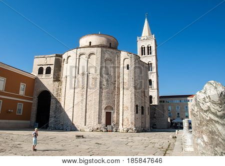 ZADAR CROATIA - The ancient UNESCO listed byzantine basilica of St Donatus in Zadar Croatia