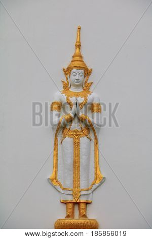 thai buddha temple with blue sky .
