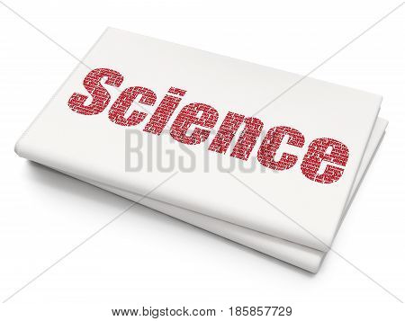 Science concept: Pixelated red text Science on Blank Newspaper background, 3D rendering