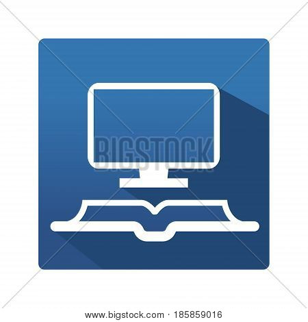 Learning and education icon. Education icon in trendy flat style on blue background. Education pictogram for your web site design, logo, app. Vector illustration, EPS10