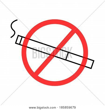 Vector image of a prohibiting smoking sign a flat icon.