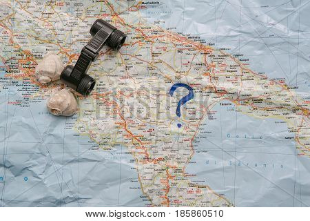 Travel Planning - Old Map And Binoculars
