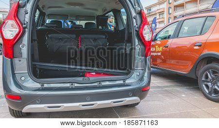 Sables d Olonne France - May 07 2017 : Dacia Tour 2017 is a commercial operation organized by the car builder in order to present its cars throughout France - Close-up on cars