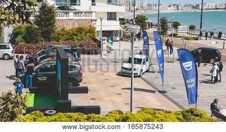 Sables d Olonne France - May 07 2017 : Dacia Tour 2017 is a commercial operation organized by the car builder in order to present its cars throughout France - General plan of the event