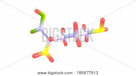 Ornithine is a non-proteinogenic amino acid that plays a role in the urea cycle. Ornithine is abnormally accumulated in the body in ornithine transcarbamylase deficiency. 3d illustration