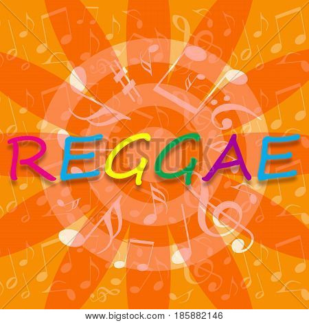 Reggae bright music background with musical notes